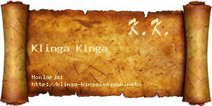 Klinga Kinga névjegykártya