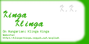 kinga klinga business card
